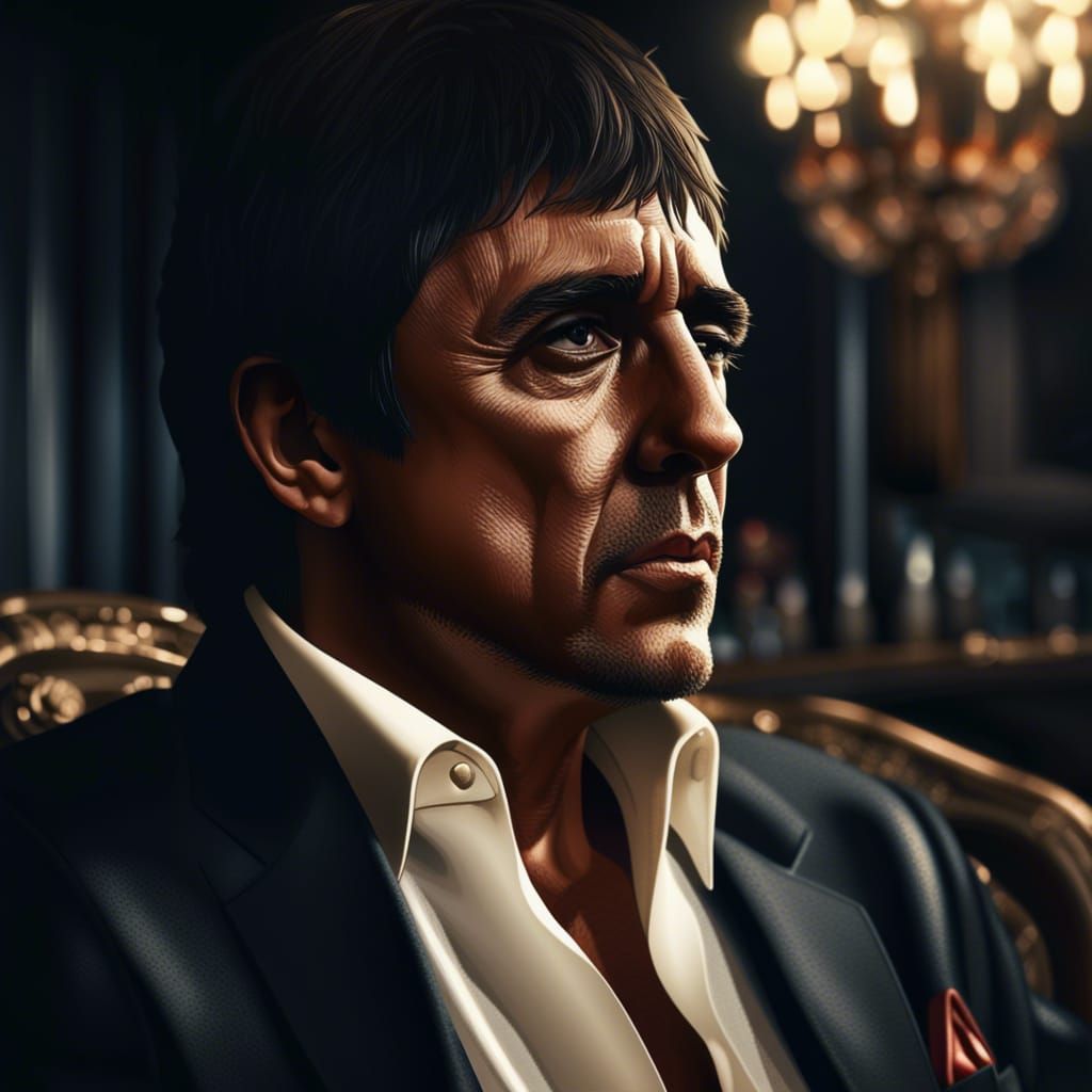 Hyperrealistic 4K Portrait of Tony Montana