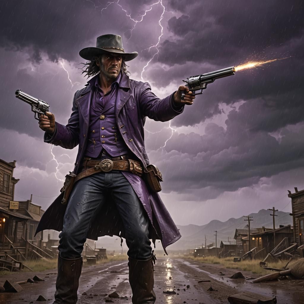 Monster Gunslinger in Dark Western Landscape