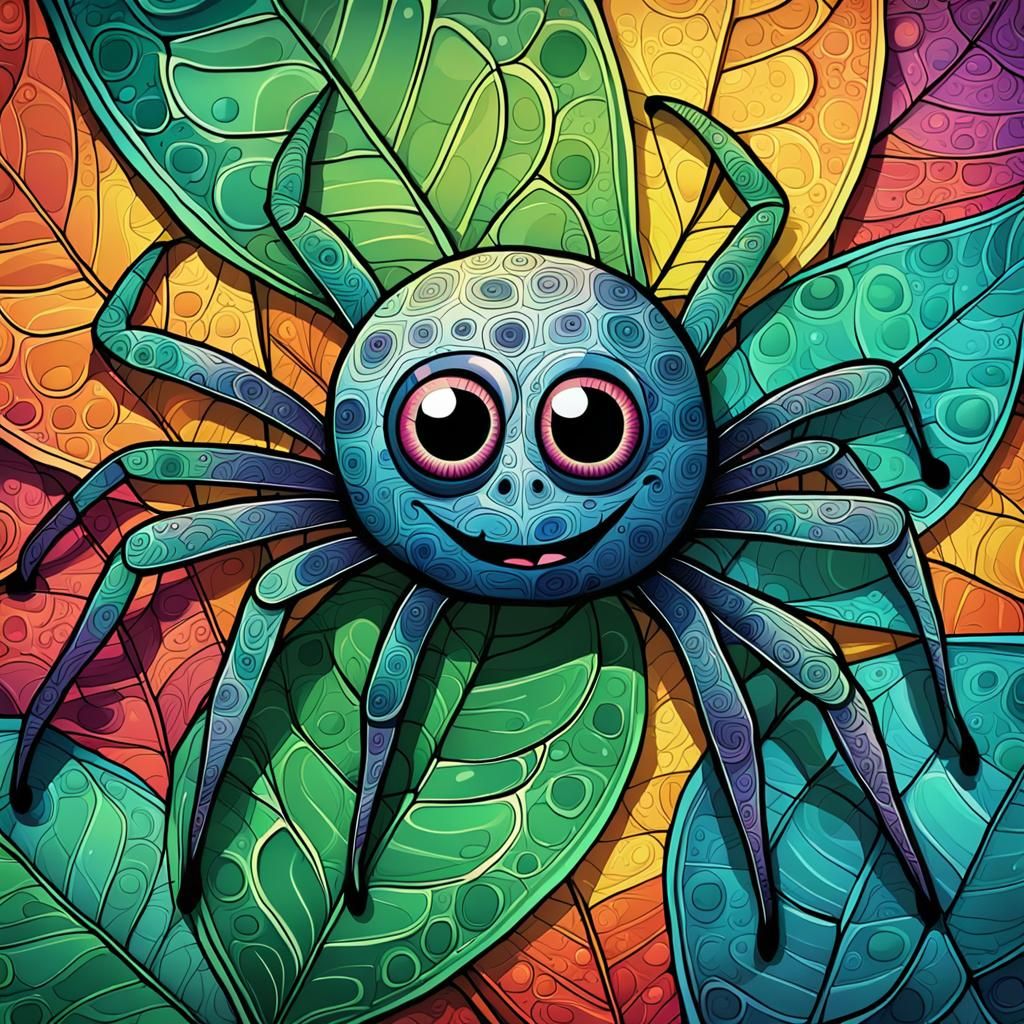 Smiling Spider Cartoon in Quirky Vector Style