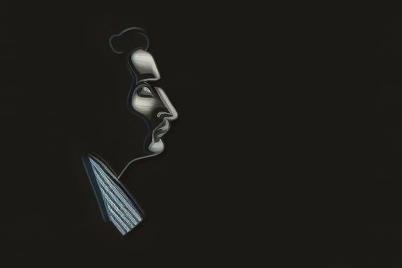 Orphism Style, man profile, B & W