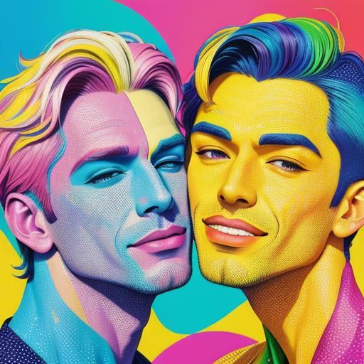 Vibrant Pop Art Embrace in a Park