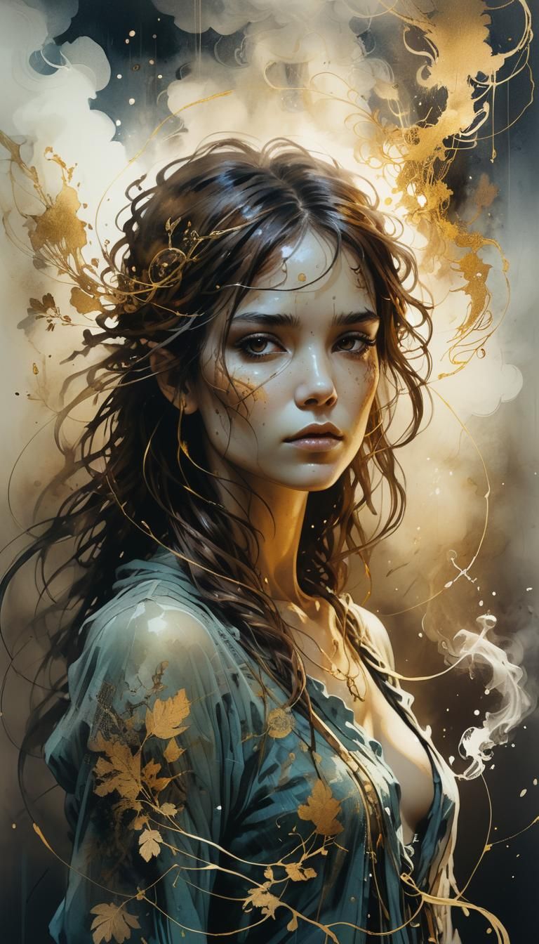 Ethereal Brunette in Dark Fantasy Style