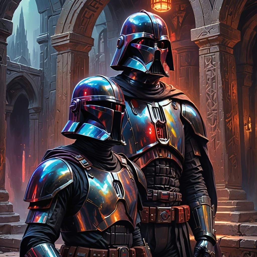 Darth Vader Mandalorian Fusion in Oil Painting