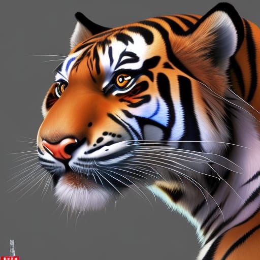 Happy Tiger in Detailed 3D Digital Art Style