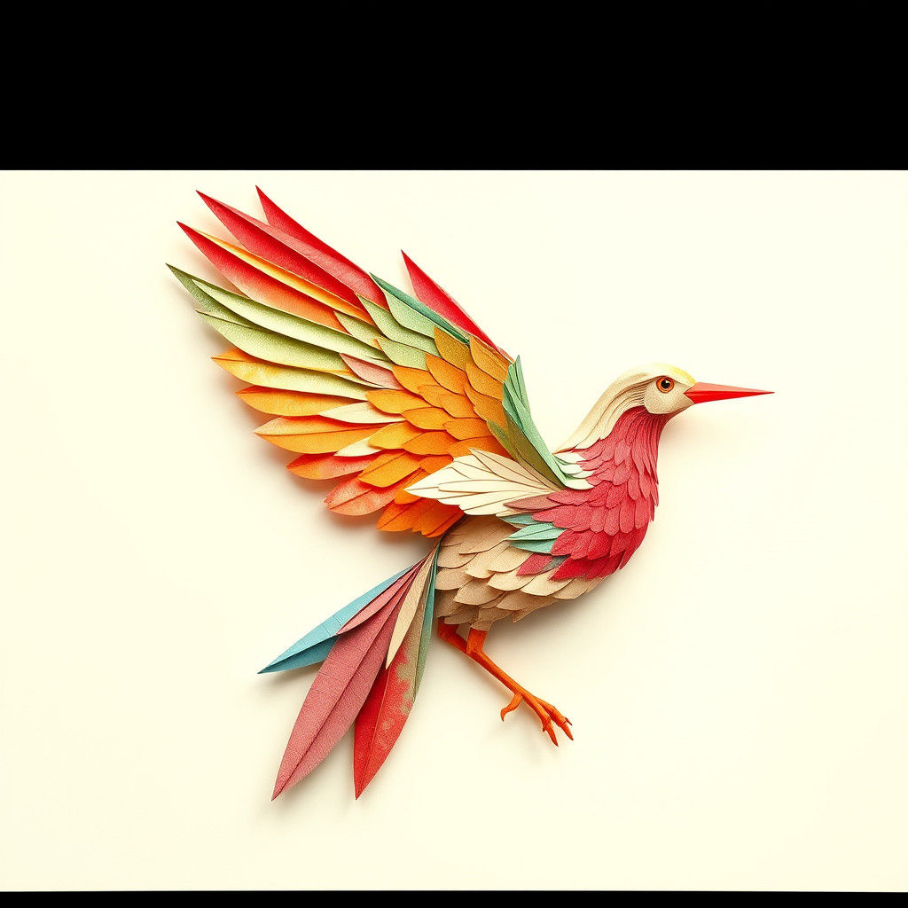 Origami Bird in 8K Resolution, Digital Art Style