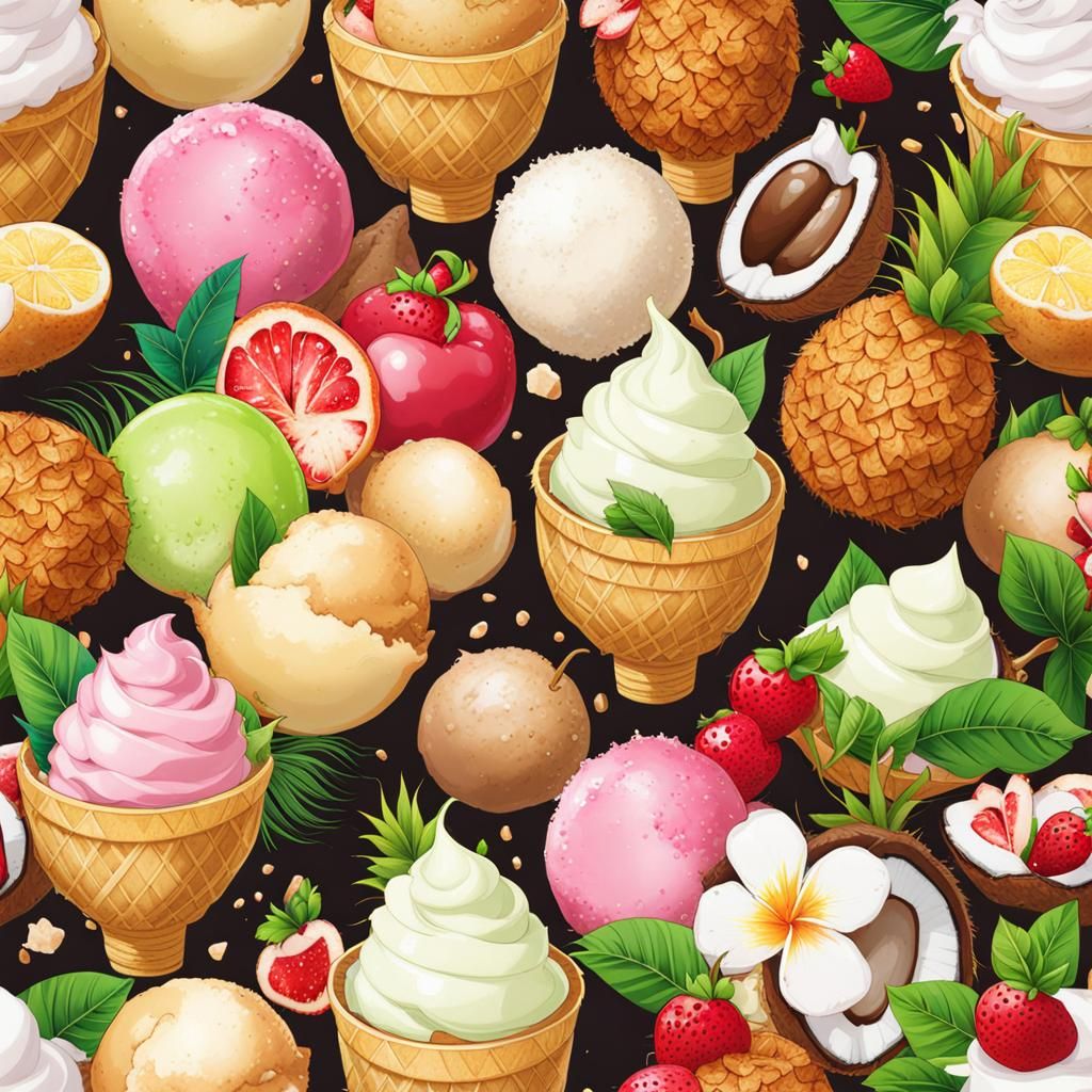 Anime Style Thai Coconut Ice Cream Art