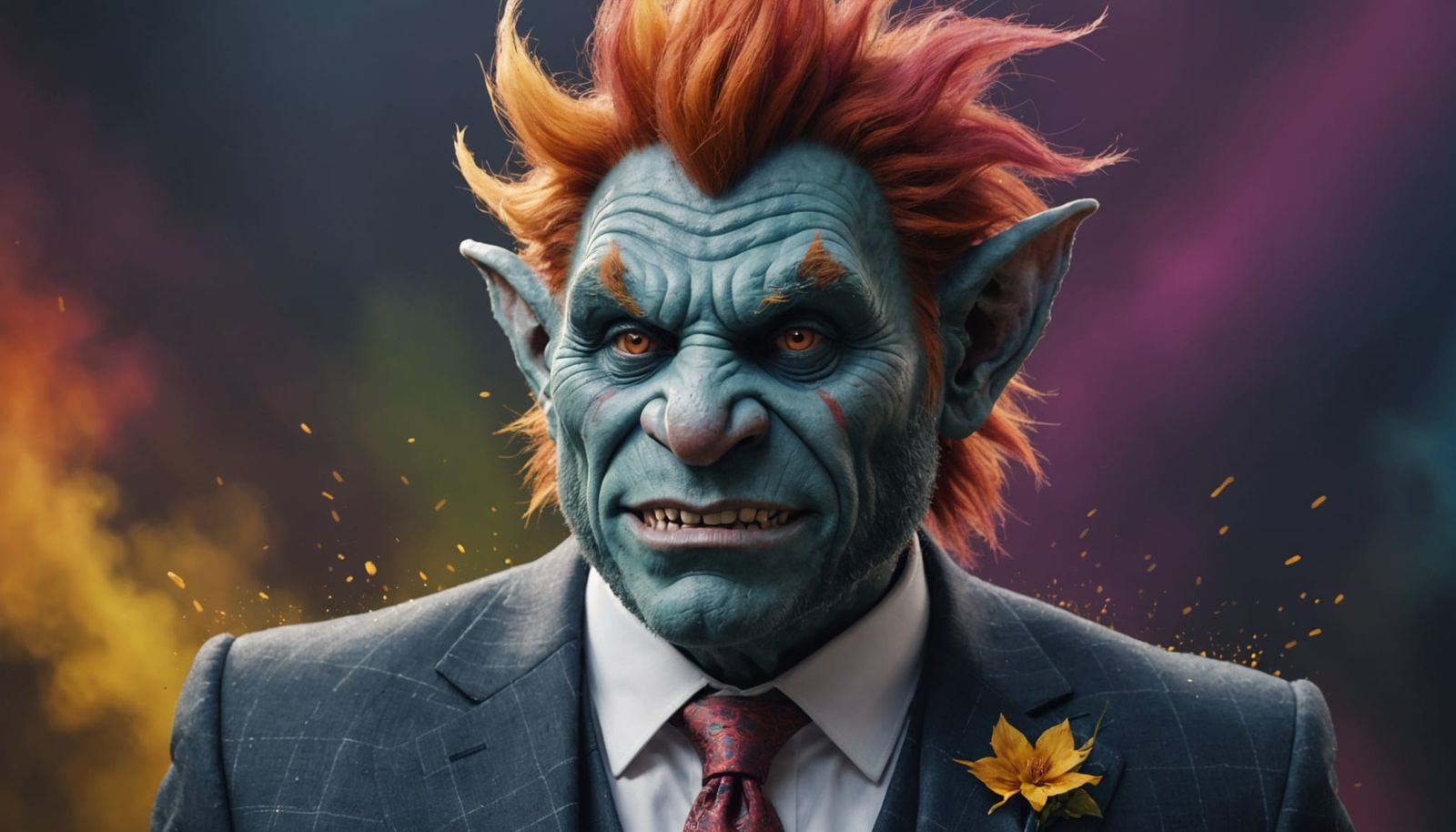 Surreal Troll Emerges from Business Attire