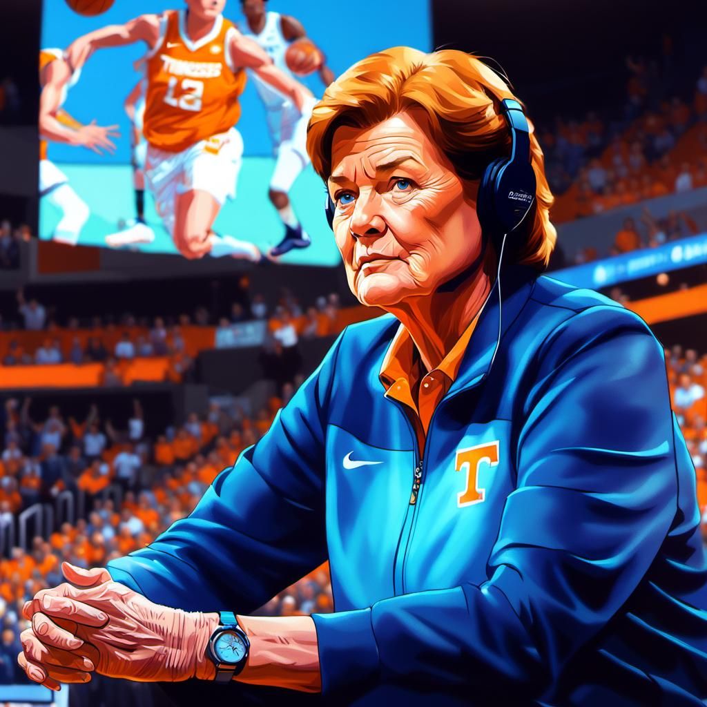 Coach Summitt Watching Lady Vols, Detailed Portrait