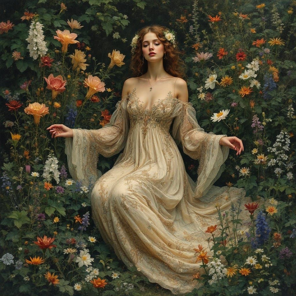 Pre-Raphaelite Woman in a Dreamlike State