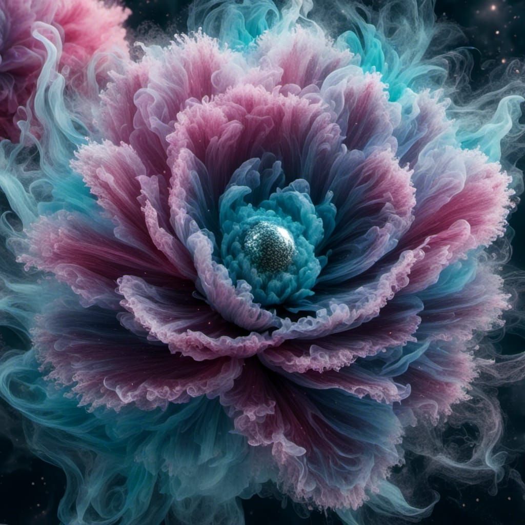 Transparent Smoke Flower with Ghostly Face, Digital Art