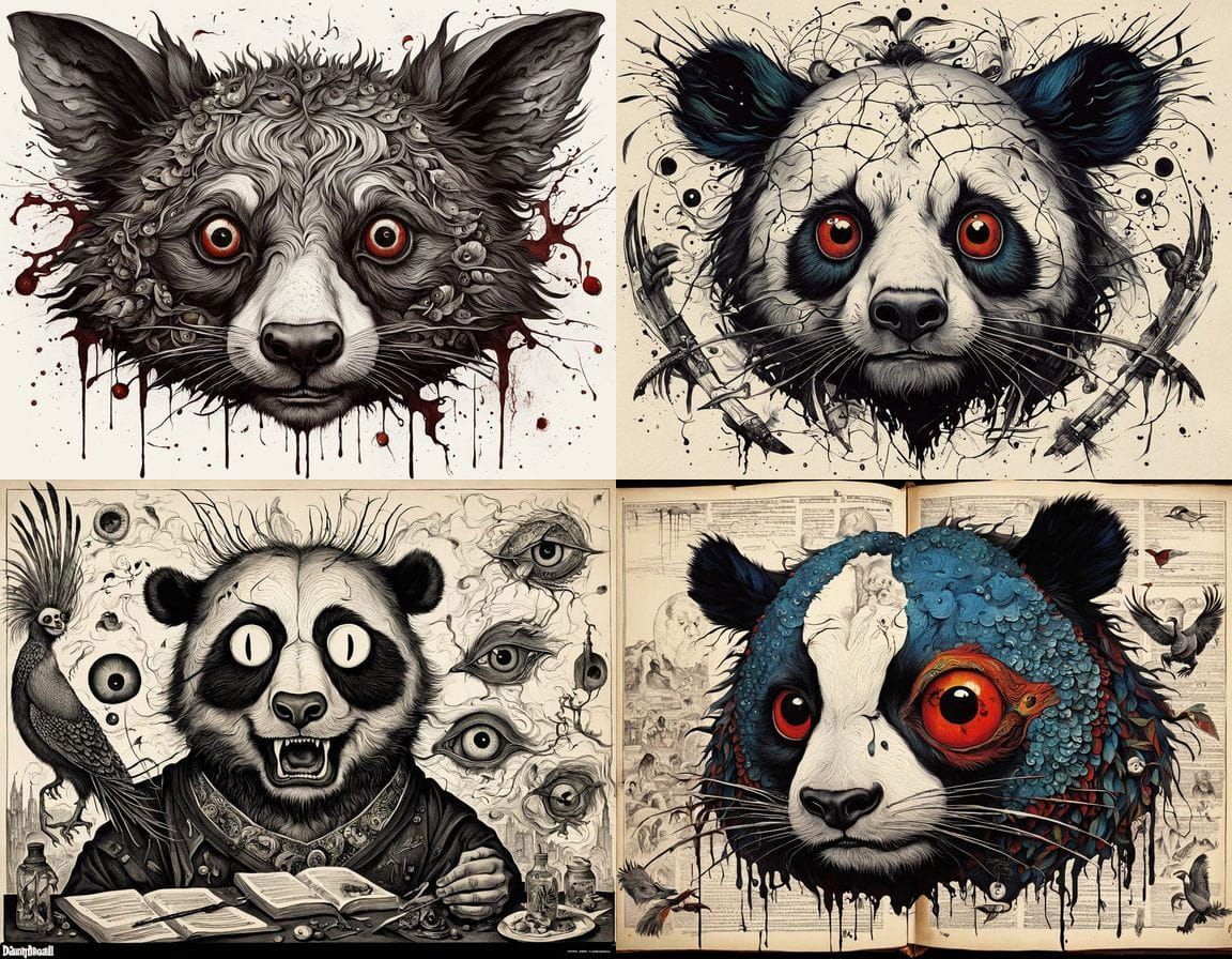 Surreal Cubist Homunculus Hybrid: Bloody Eyeballs and Greasy...