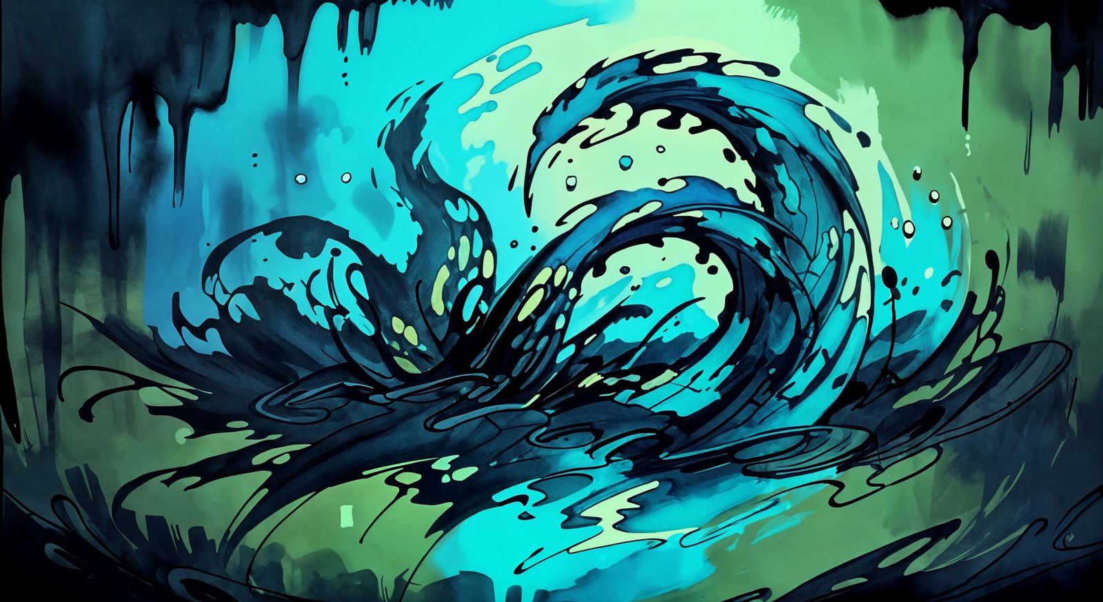 Abstract Ink Creatures Art