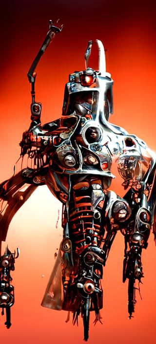 Colorful Mecha Samurai Robot Concept Art