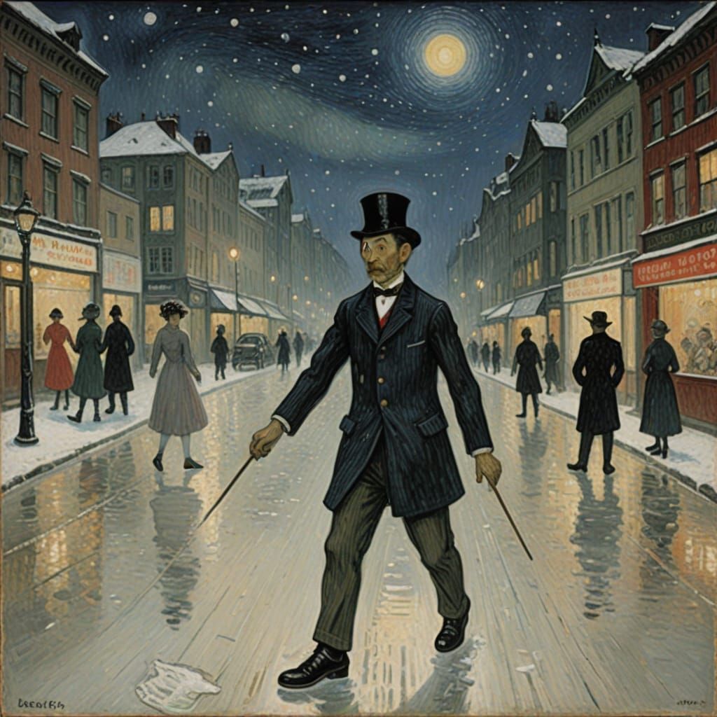 Surreal Winter Dream with Melting Ice and Blind Headlights