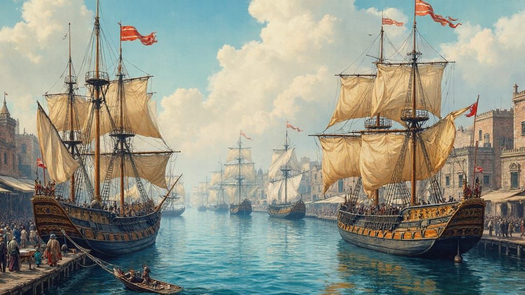 Bustling Seaport Inspired by Asian and Oriental Cultures