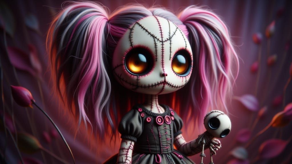 Gothic Chibi Anime Fashion Doll with Victorian Dress