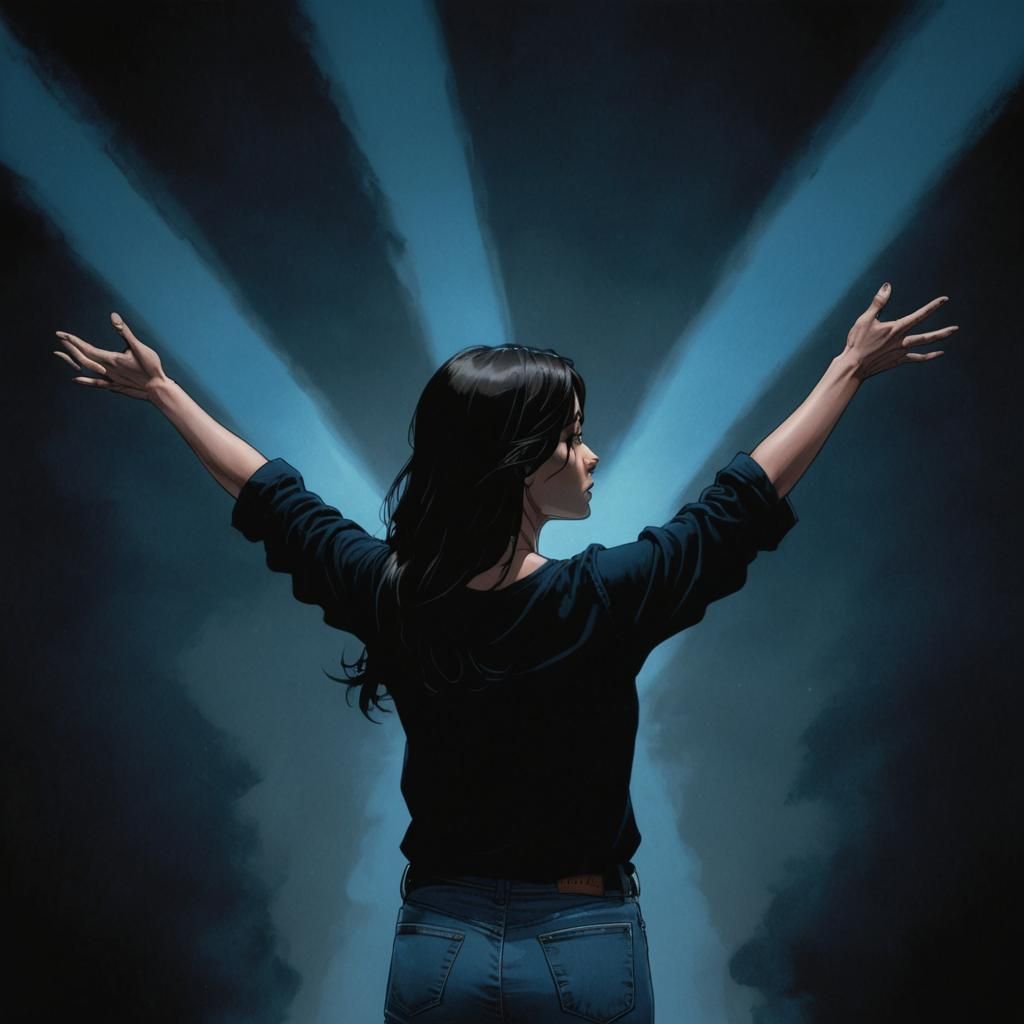 Comic Book Art: Woman with Blue Light