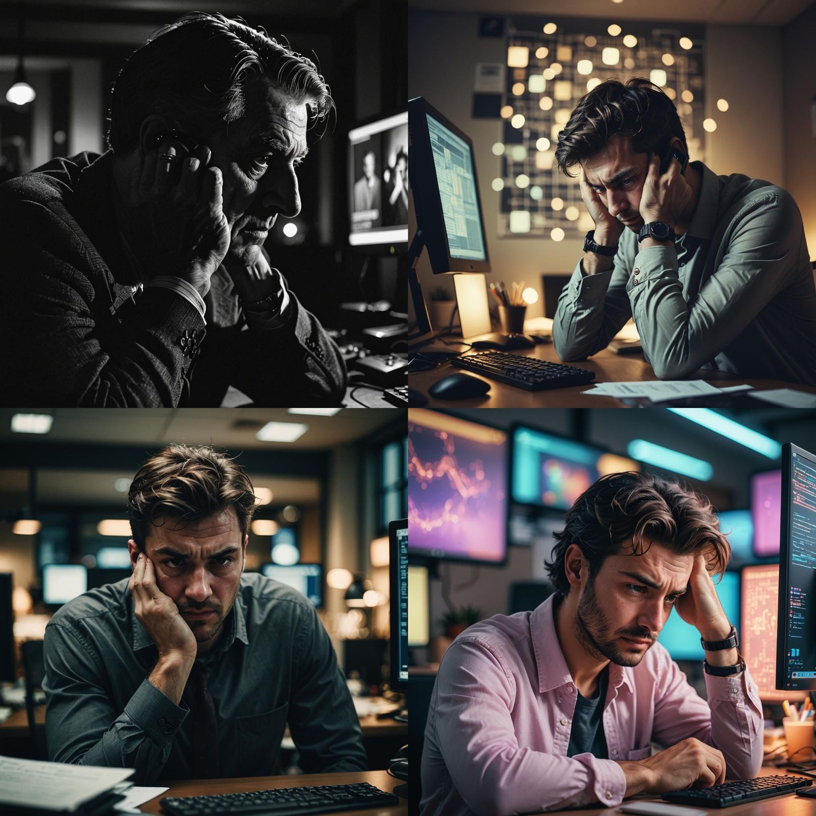 Stressed Person at Computer: Close-Up Professional Photo