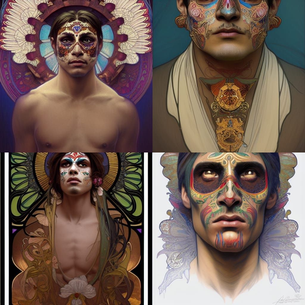 Day of the Dead: Winged Mexican Male in Art Nouveau Style