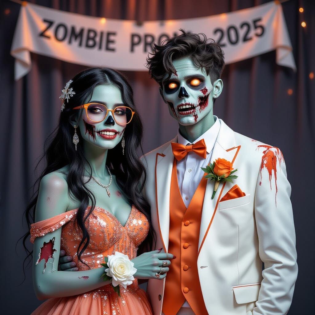 Teenage Zombies Pose at Prom in Dazzling Outfits