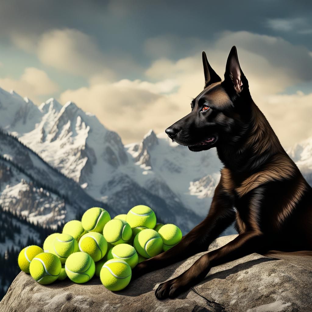 Belgian Malinois in Snowy Mountain Landscape