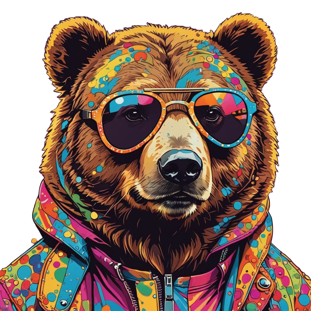 Pop Art Bear in Sunglasses - Vector Screen Print