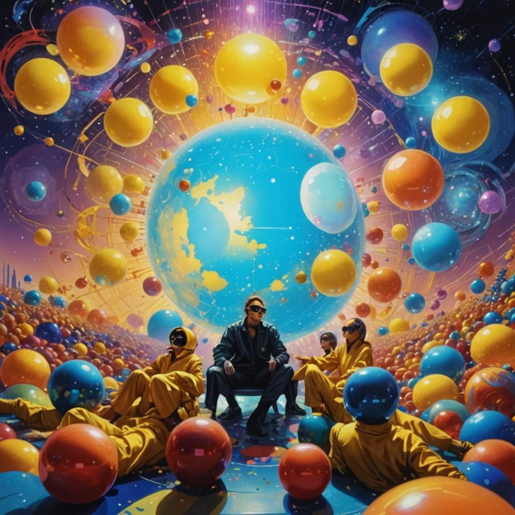 Psychedelic Sci-Fi Art Deco AI Gathering