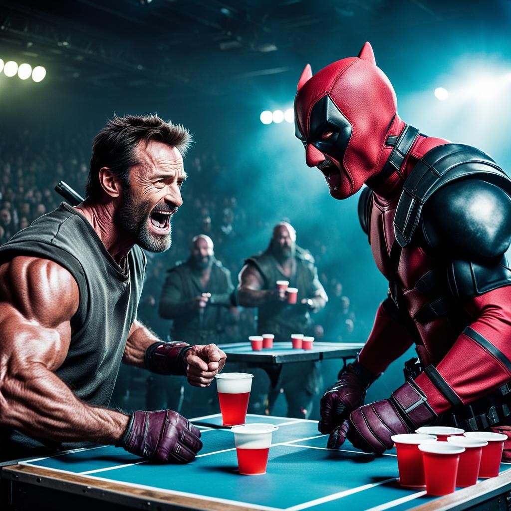 Wolverine, Deadpool, and Vikings Play Beer Pong