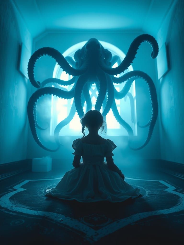 Victorian Girl Faces Lovecraftian Horror in Chiaroscuro