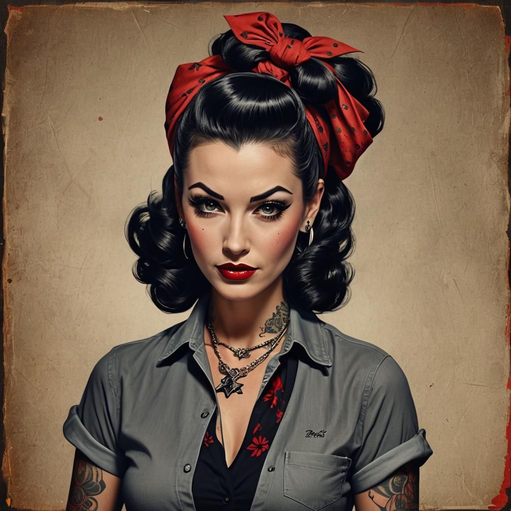 a rockabilly woman with tattoos