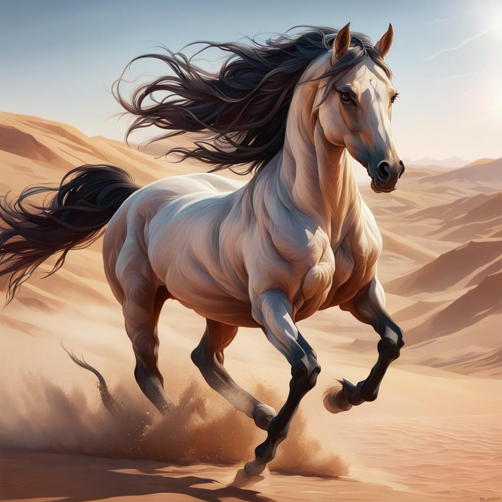 Majestic Arabian Horse in Desert Landscape