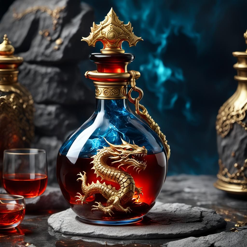 Dragon Potion Bottle with Fluorescent Liquid