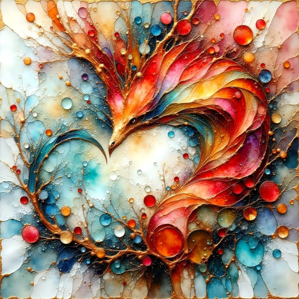 Whimsical Mystical Dreamlike Fantasy in Watercolor Impasto S...