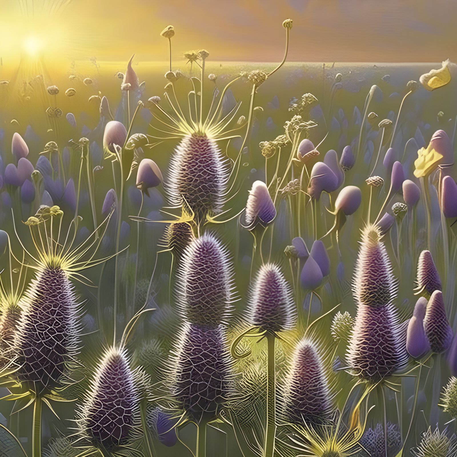 Thistle Down Streamers in God Rays: Surreal 8k