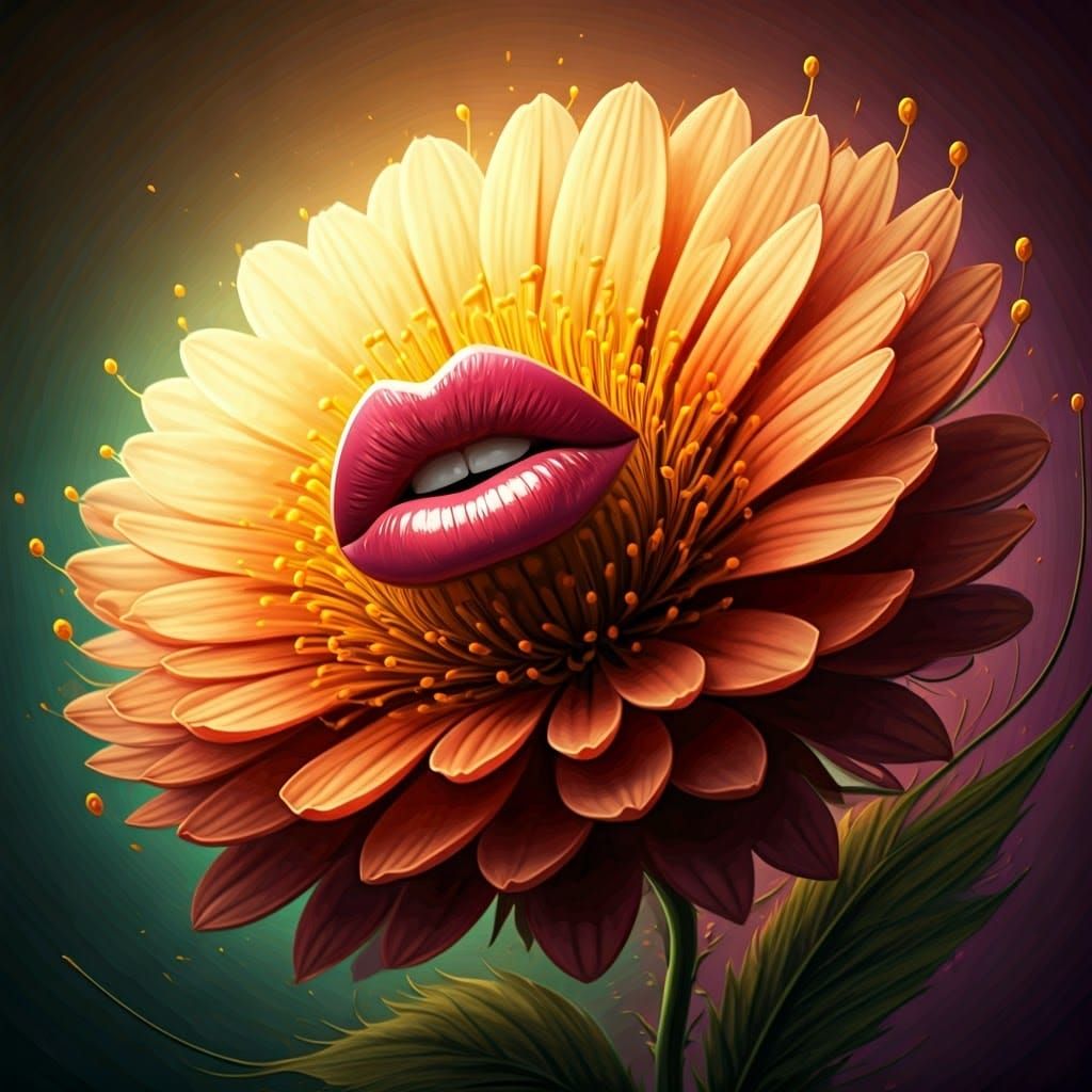 Melodic Flower Sings in Vibrant Hyperrealism
