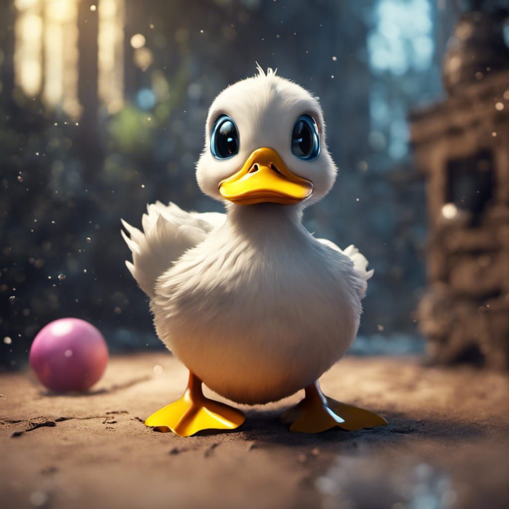 Big-Eyed Duck with Rubber Duck: Detailed Matte Painting