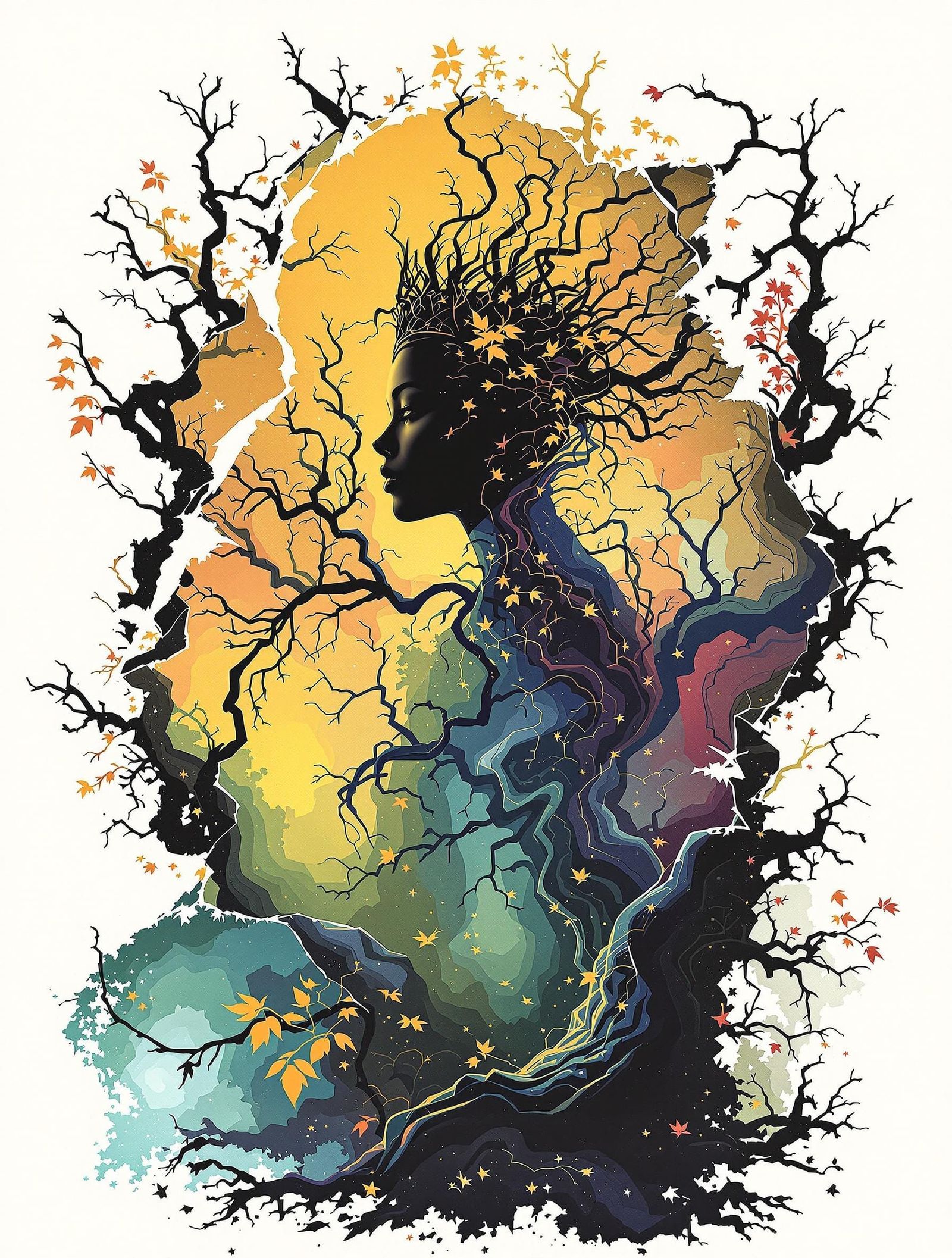 Guardian of Interwoven Realms in Ethereal Washes