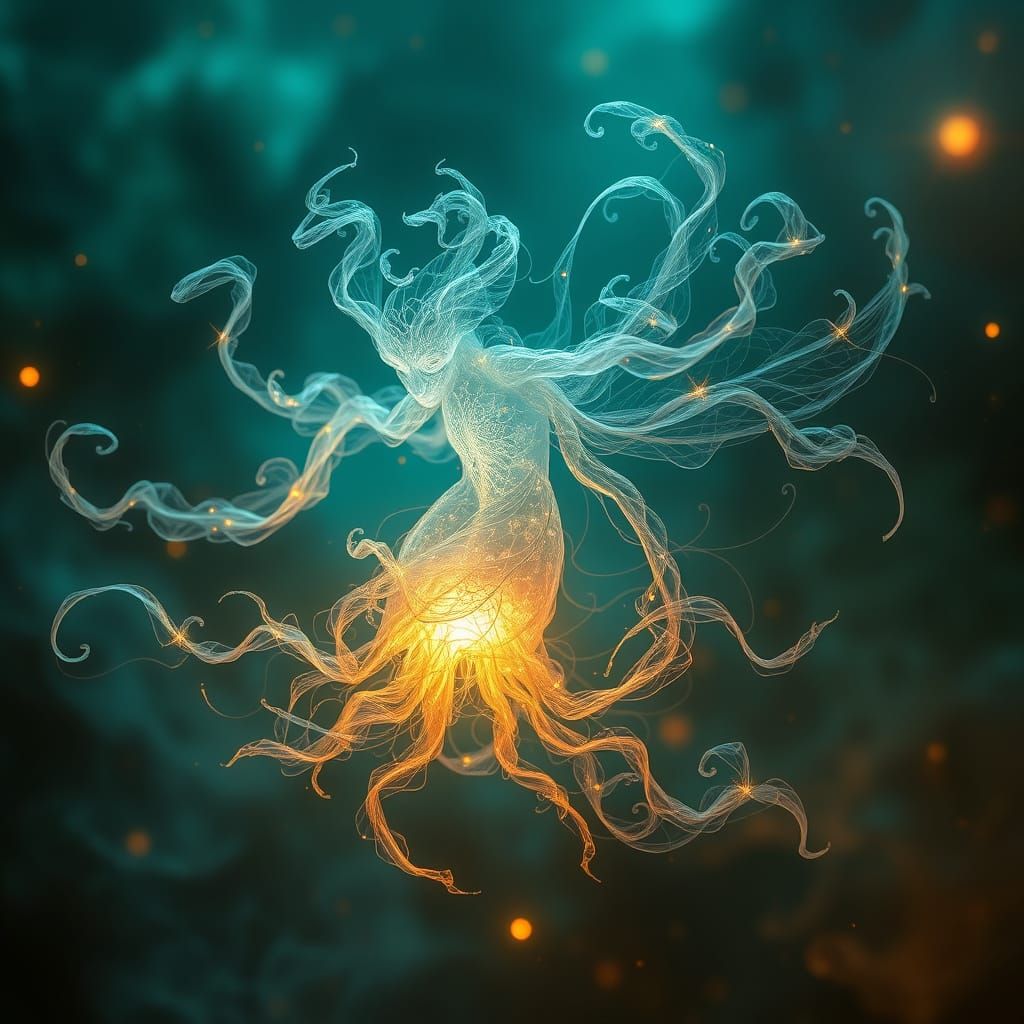 Whispers of the Dream Realm: Ethereal Golem in Azure Hues