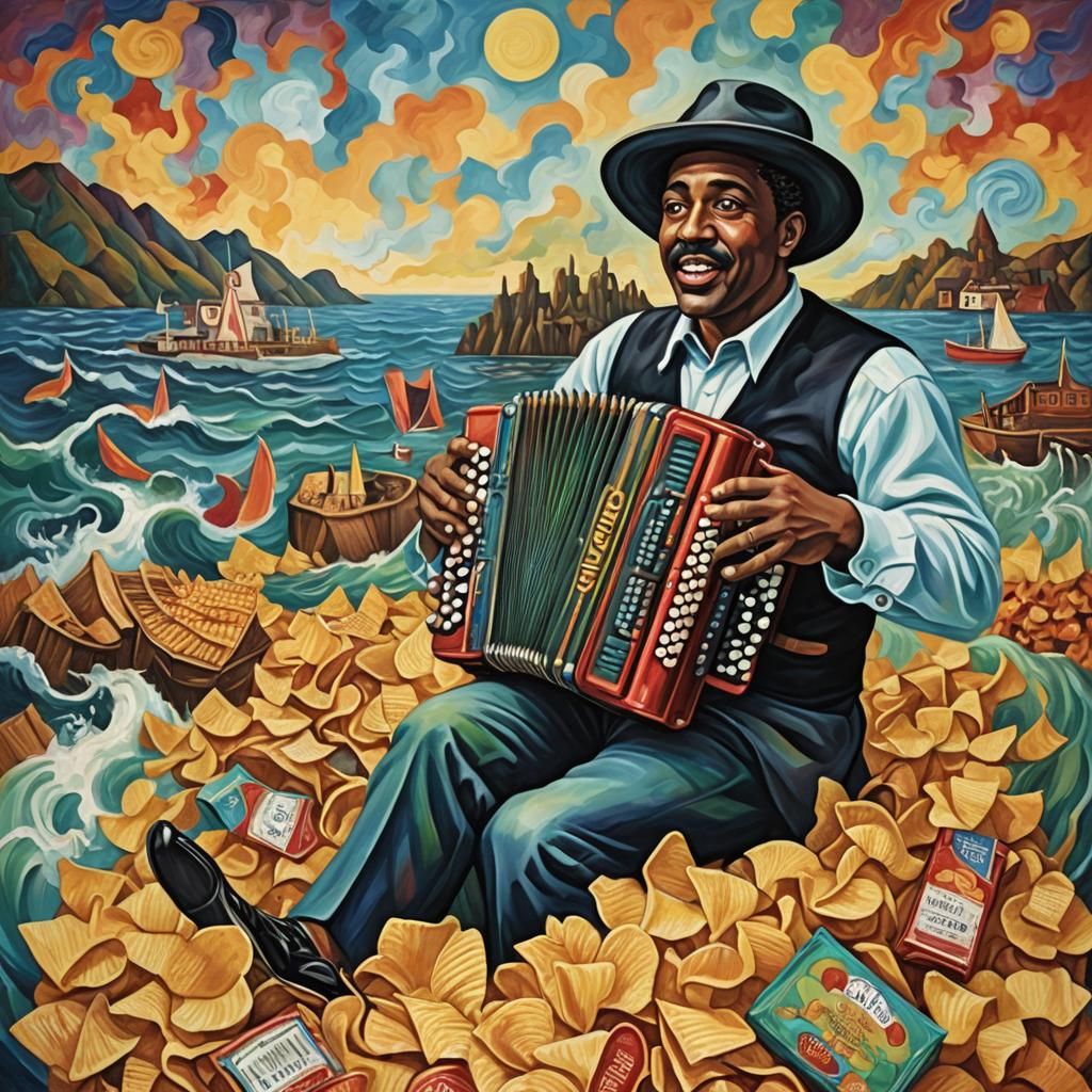 Creole Musician's Surreal Zydeco Album Cover