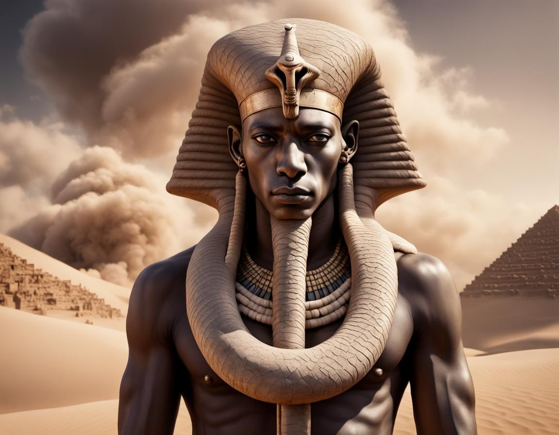 Afro Voodoo Pharaoh with Snake Staff