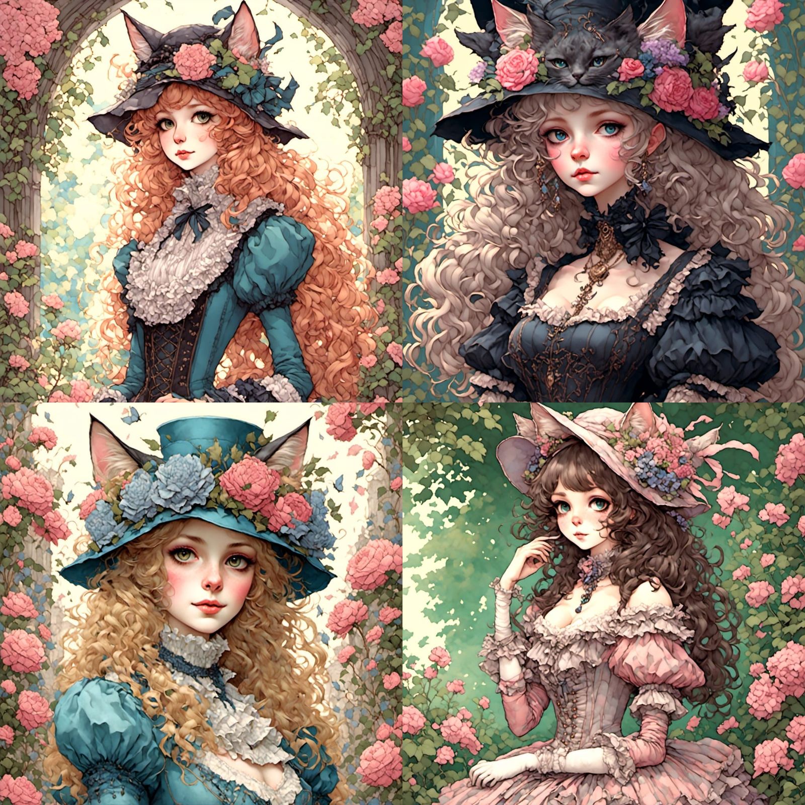 Ultradetailed Beautiful Victorian catgirl, detailed backgrou...