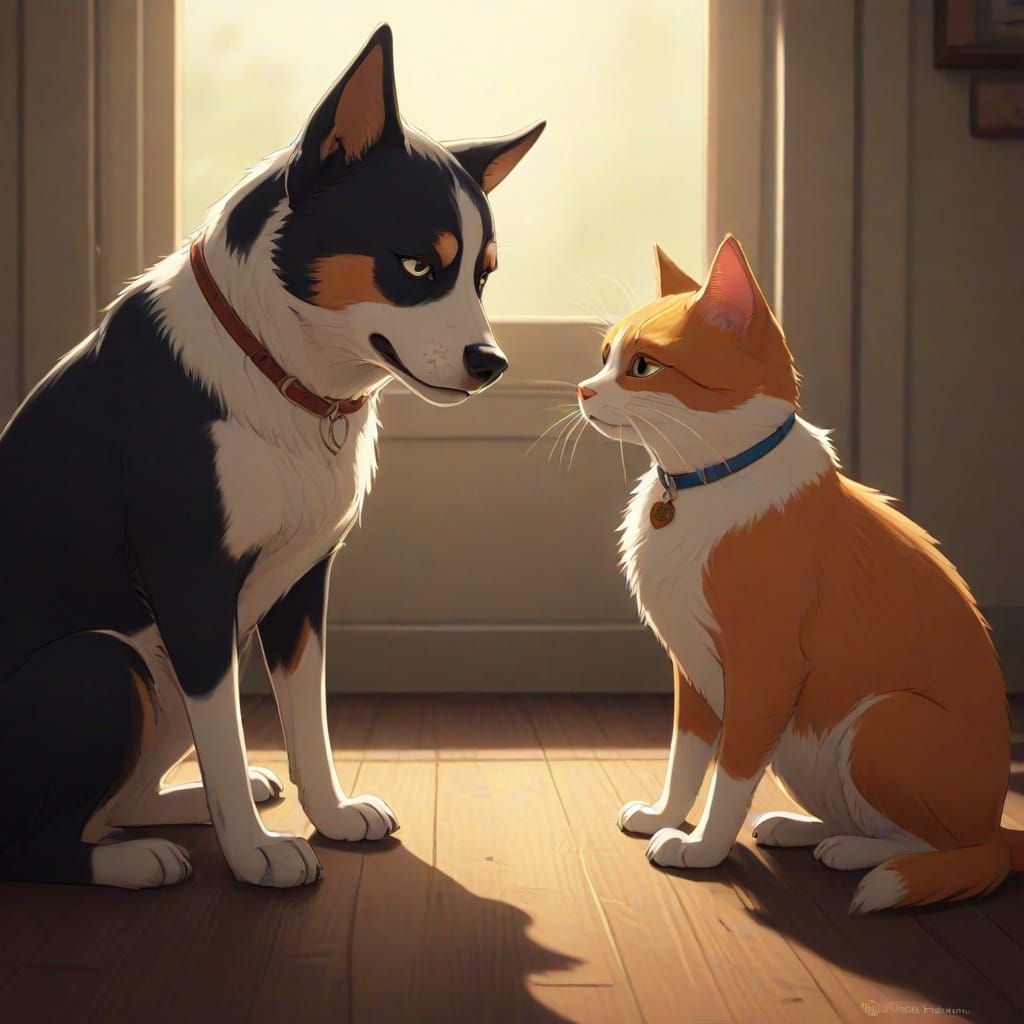 Dog Chases Scared Cat in Warner Bros. Cartoon Style