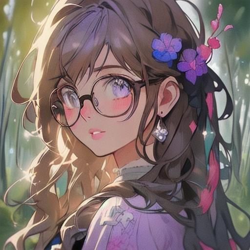 Anime Girl in Sunlight with Watercolor Elements