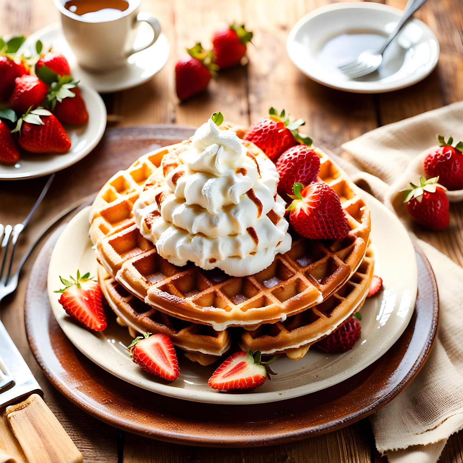 Cozy Belgian Waffles in Warm Morning Light