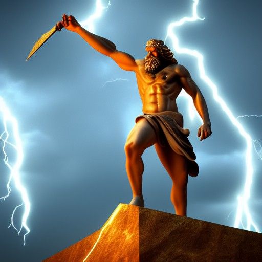 Zeus, God of Lightning, on Mount Olympus