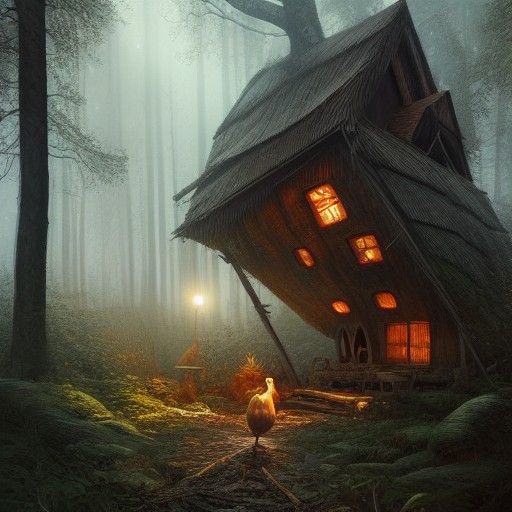 Baba Yaga Hut in Gloomy Forest