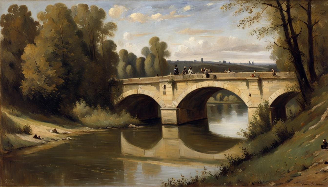 Mantes Bridge: An Oil Painting Inspired by Corot