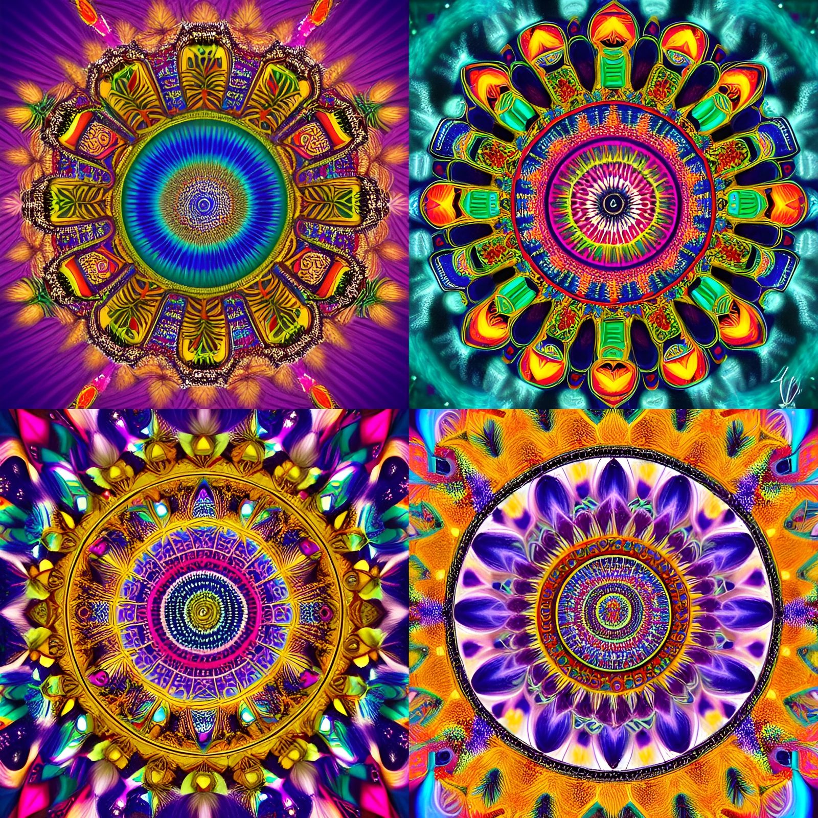 Detailed Ahayuashca Mandala with Feathers and Beads