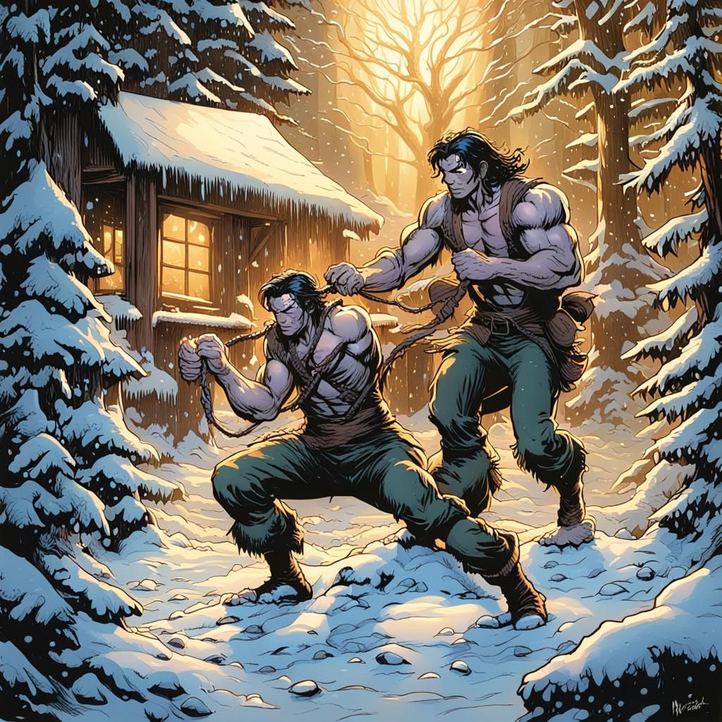 Tarzan plucking a chicken on Christmas morning Mark Brooks a...