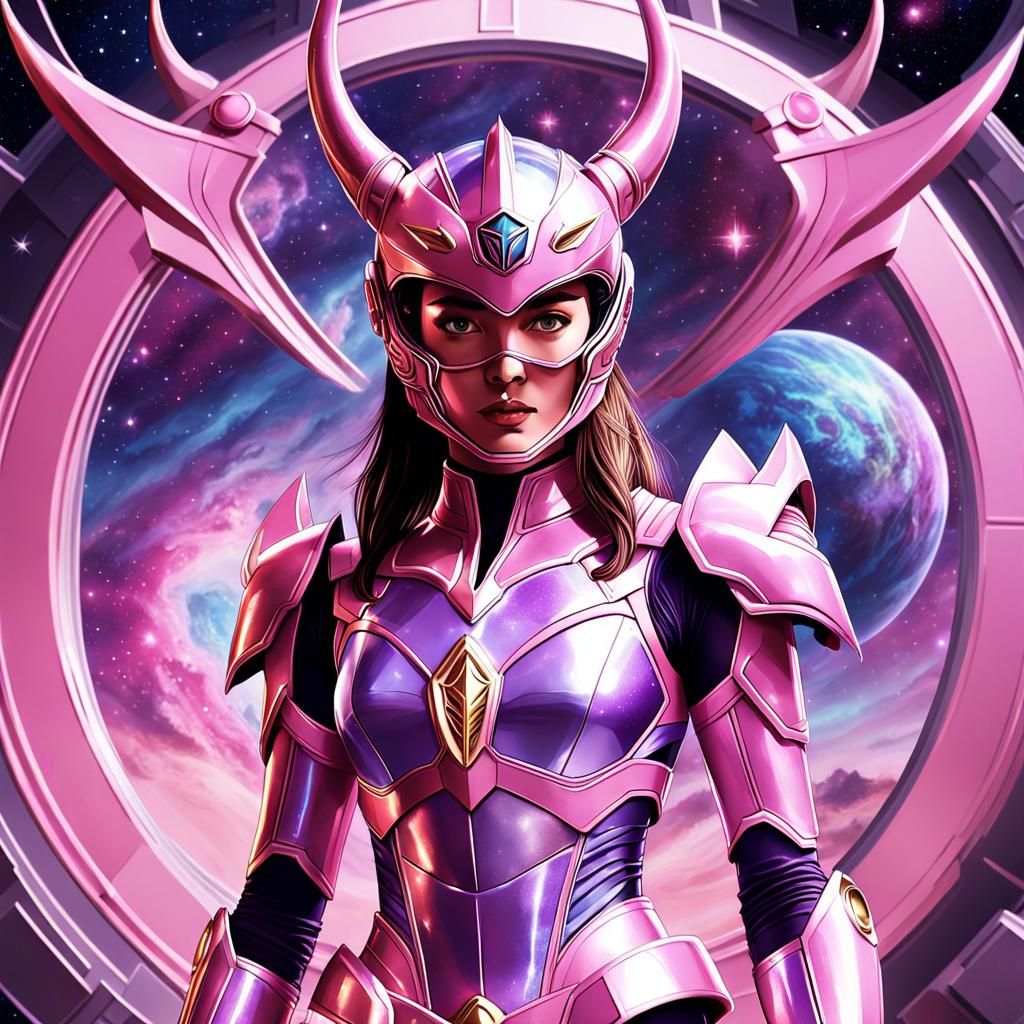 Woman in Sci-Fi Armor Casting Space Magic in Anime Style